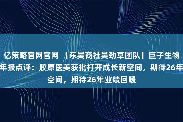 亿策略官网官网 【东吴商社吴劲草团队】巨子生物 |2025年年报点评:胶原医美获批打开成长新空间,期待26年业绩回暖