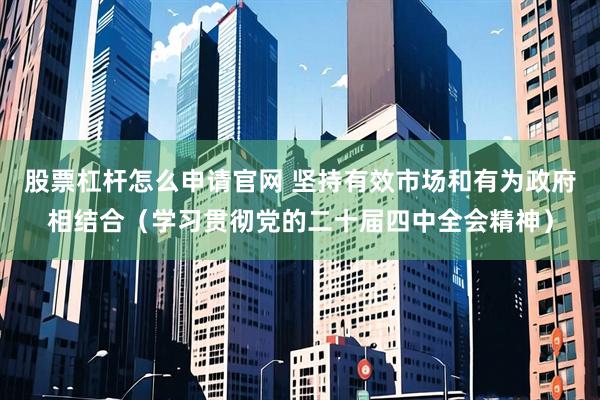 股票杠杆怎么申请官网 坚持有效市场和有为政府相结合（学习贯彻党的二十届四中全会精神）