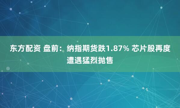 东方配资 盘前:纳指期货跌1.87% 芯片股再度遭遇猛烈抛售