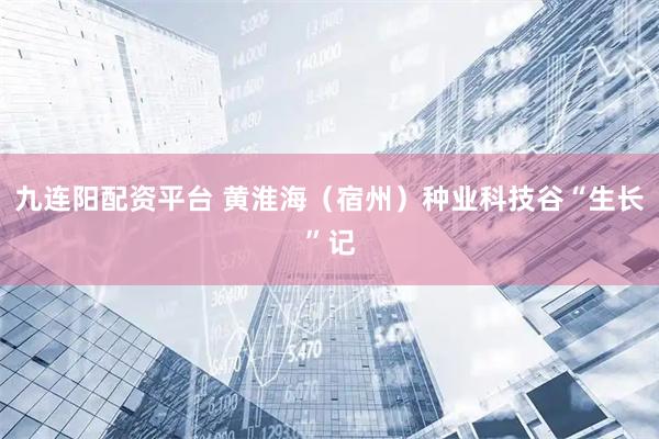 九连阳配资平台 黄淮海（宿州）种业科技谷“生长”记